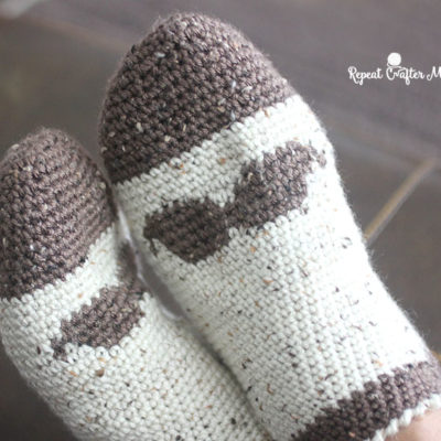 Crochet Mustache Slipper Socks for Men