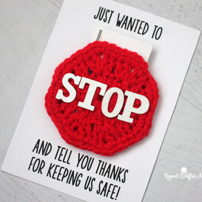 Crochet Stop Sign Thank You Card for Crossing Guard