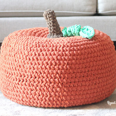 Crochet Pumpkin Pouf and Apple Pouf Pattern from Yarnspirations StitchFlix Season 1 Lookbook