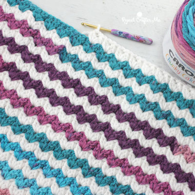 Caron Chunky Cakes Crochet Cluster V-Stitch Blanket