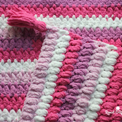 Bernat Blanket Stripes Crochet Cluster Stitch Afghan