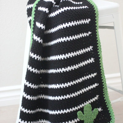 Black and White Striped Moss Stitch Blanket