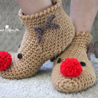 Crochet Rudolph Slipper Socks
