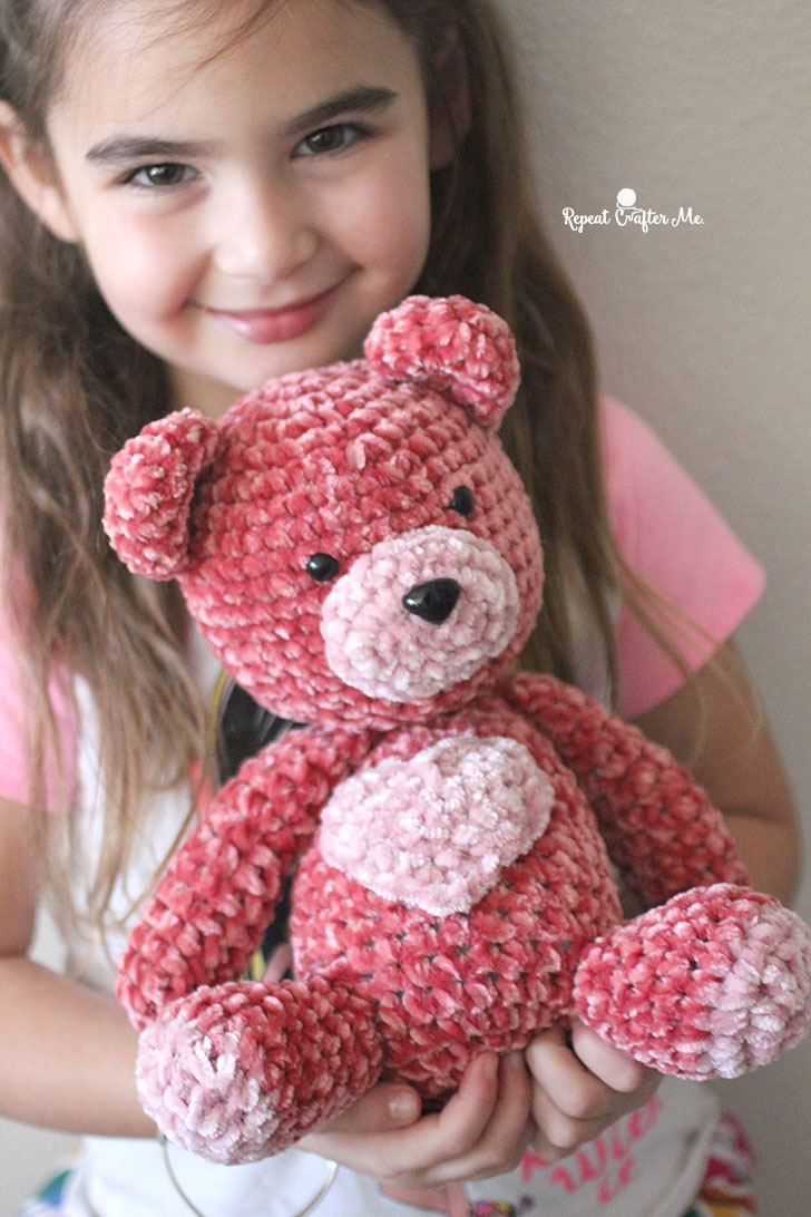 Bernat Velvet Valentine Crochet Bear Repeat Crafter Me