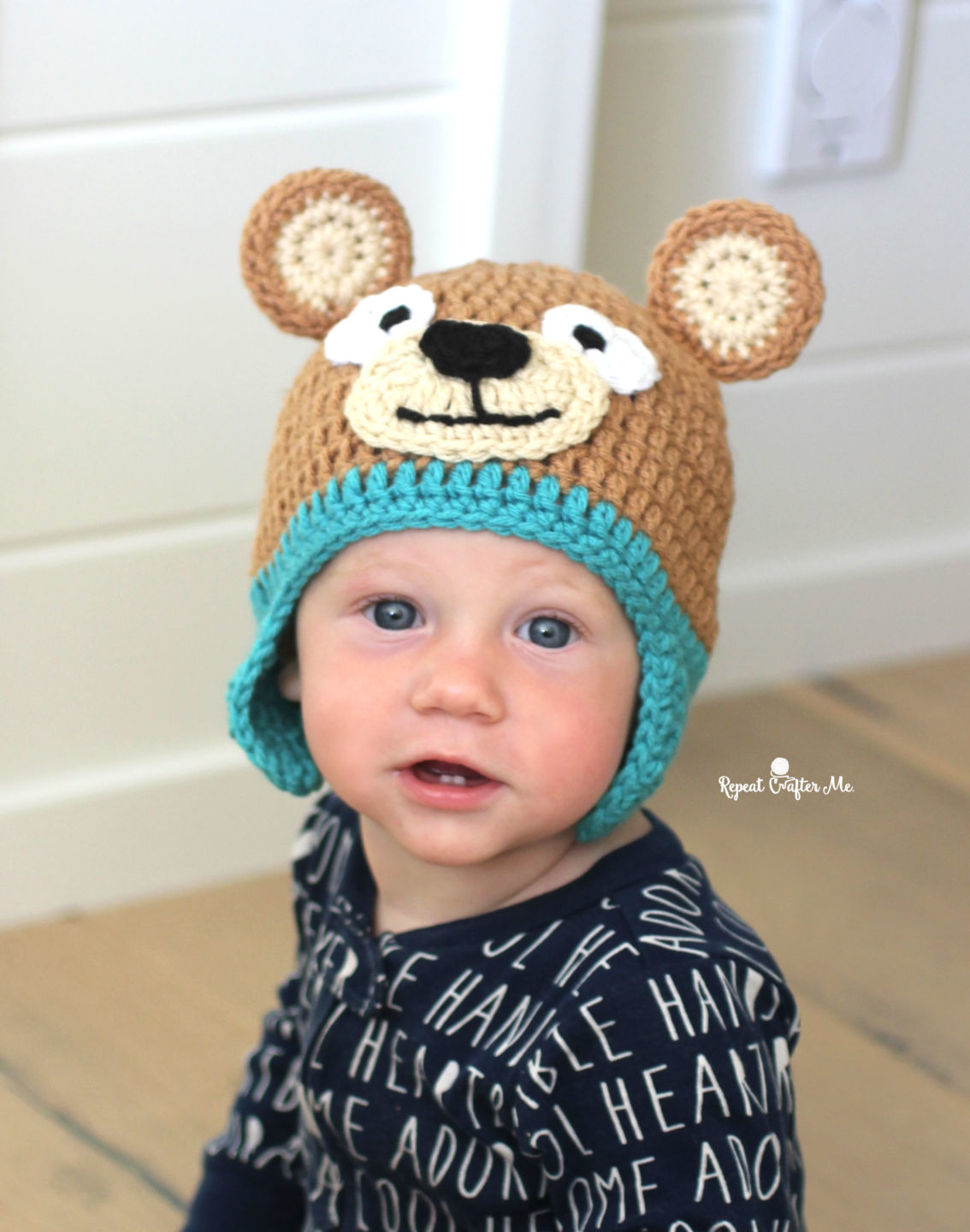 Crochet Bernat Bear Hat - Repeat Crafter Me
