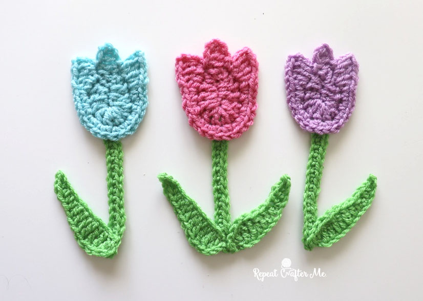 Crochet Tulip Applique - Repeat Crafter Me