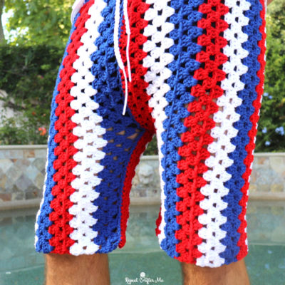 Crochet Granny Stripe Shorts for Men