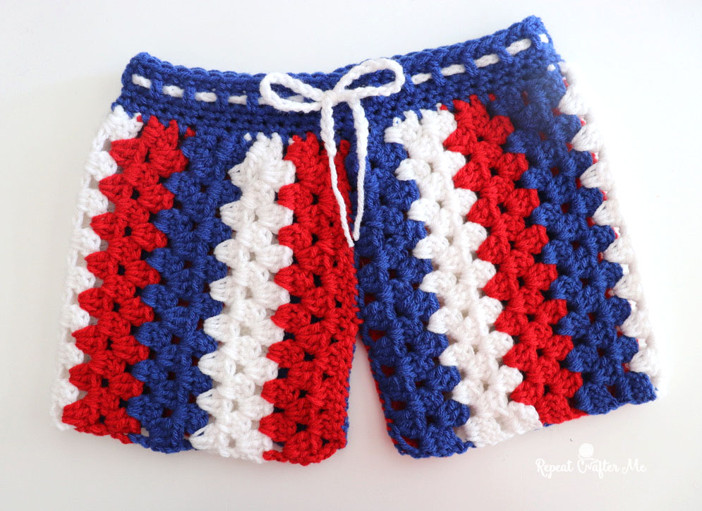 Crochet Granny Stripe Shorts for Men - Repeat Crafter Me