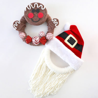 Gingerbread and Santa O’Go Yarn Wreaths