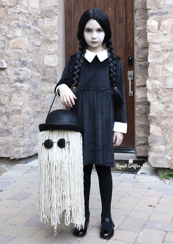 Cousin Itt Halloween Treat Bucket with Bernat Yarn and Addams Family ...