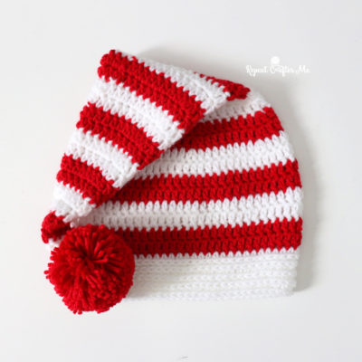 Crochet Candy Cane Santa Style Hat