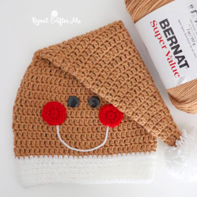Crochet Gingerbread Santa Style Hat