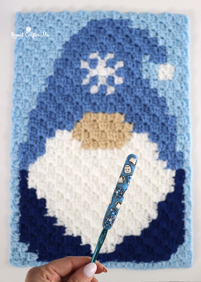 January Winter Gnome Crochet Hook and C2C - Repeat Crafter Me