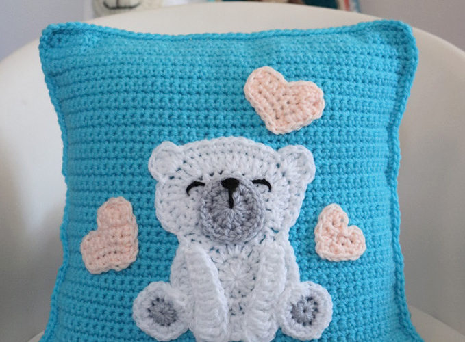 Crochet Polar Bear Pocket Pillow