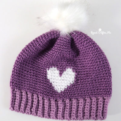 Crochet Knit-Look Heart Hat