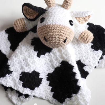 Crochet Cow Lovey Blanket
