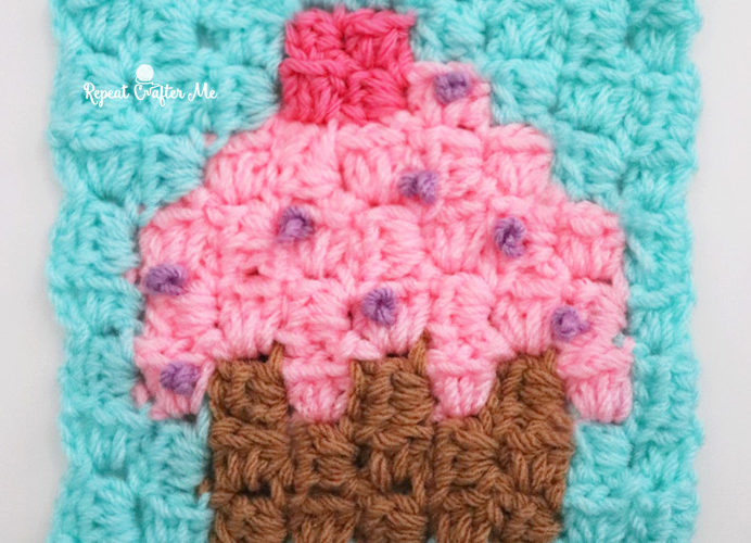 Corner-to-Corner Crochet Cupcake