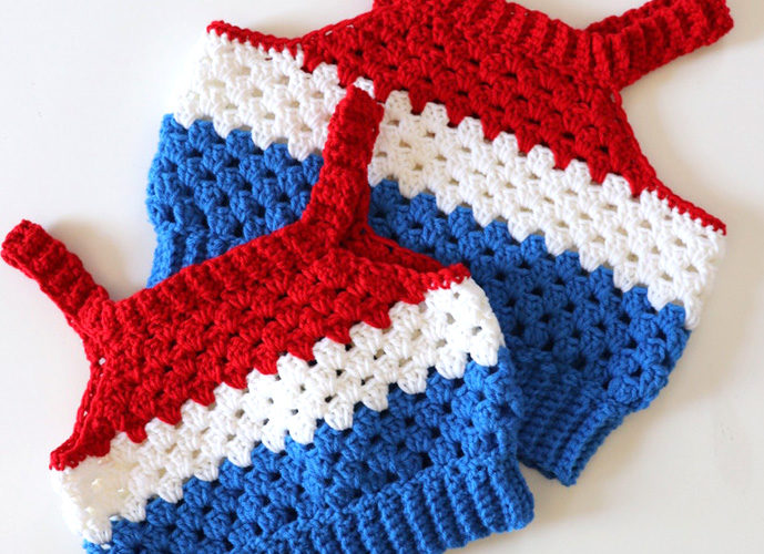 Patriotic Granny Stitch Crochet Tank Top