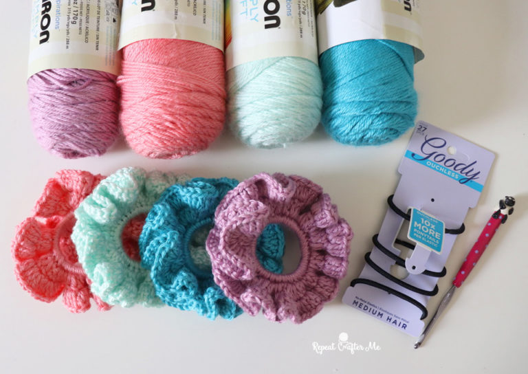 Crochet Caron Simply Soft Scrunchies - Repeat Crafter Me