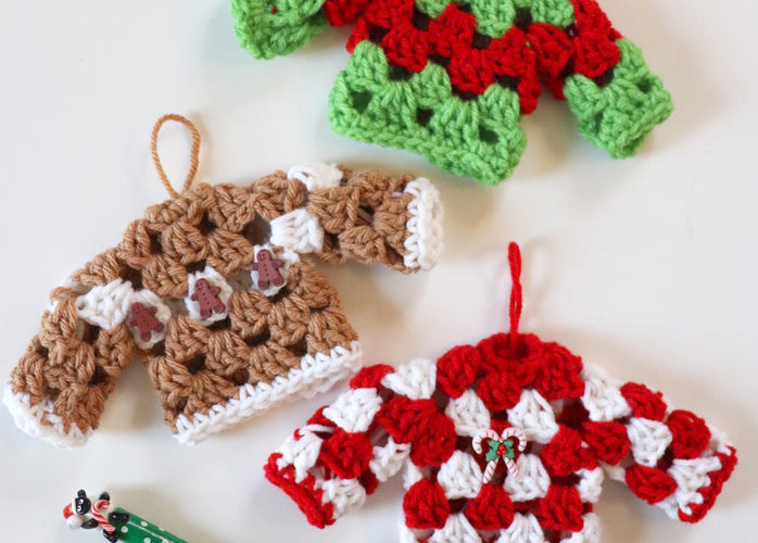 Christmas Crochet Granny Sweater Ornaments