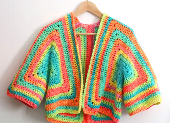Crochet Retro Stripe Hexagon Cardigan