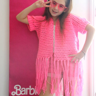 Barbie Inspired Crochet Pink Mesh Vest