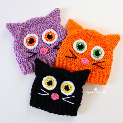 Crochet Cartoon Eye Cat Hat
