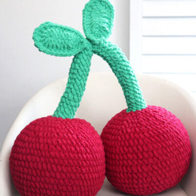 Pair of Cherries Plush Crochet Pillow