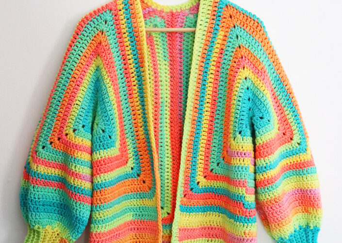 Adding Sleeves and Length to the Retro Stripe Hexagon Cardigan