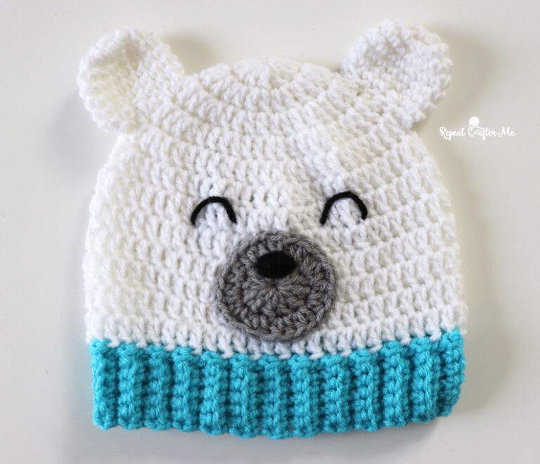 Crochet Polar Bear Beanie - Repeat Crafter Me