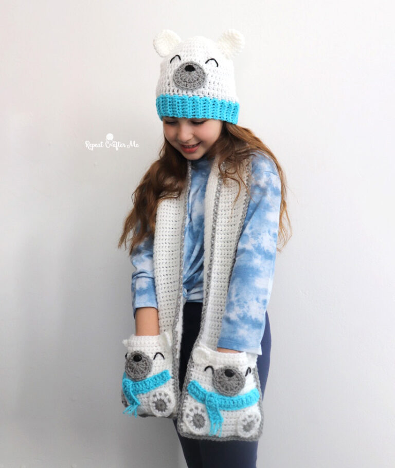 Crochet Polar Bear Beanie - Repeat Crafter Me