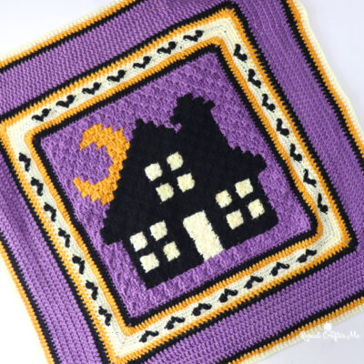 Crochet Halloween Haunted House Blanket