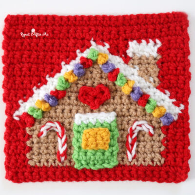 Gingerbread House Crochet Square