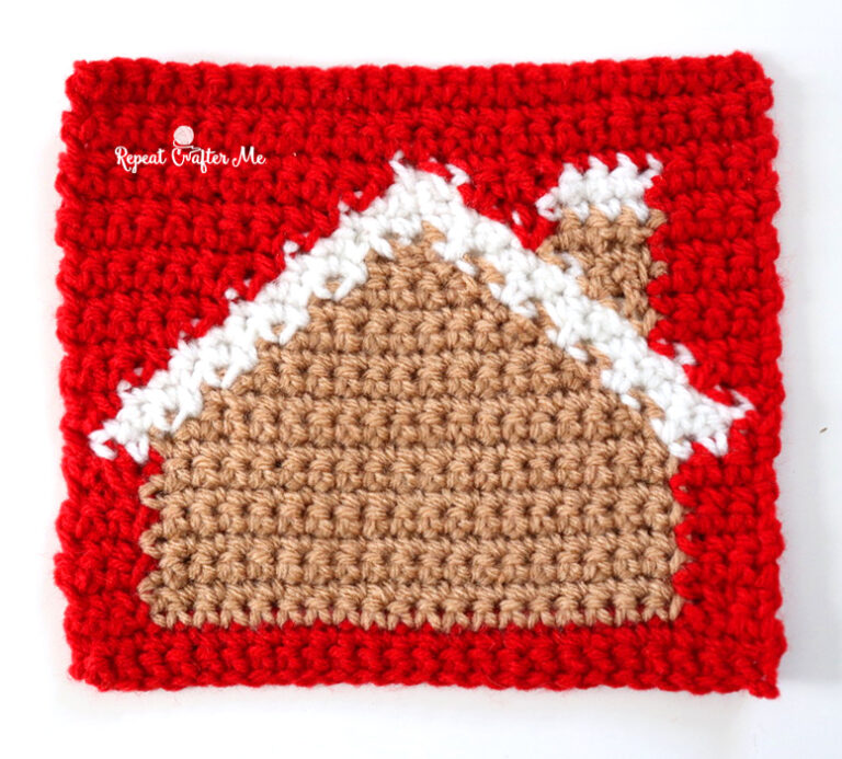 Gingerbread House Crochet Square - Repeat Crafter Me