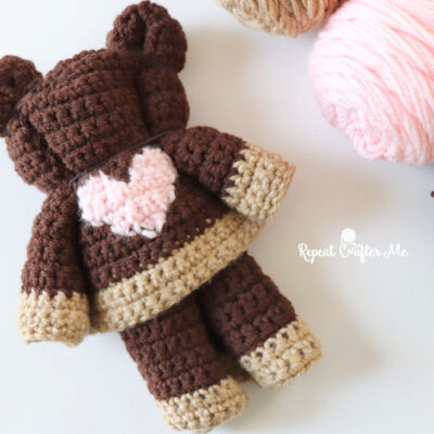 Crochet Teddy Bear Folded Lovey Blanket
