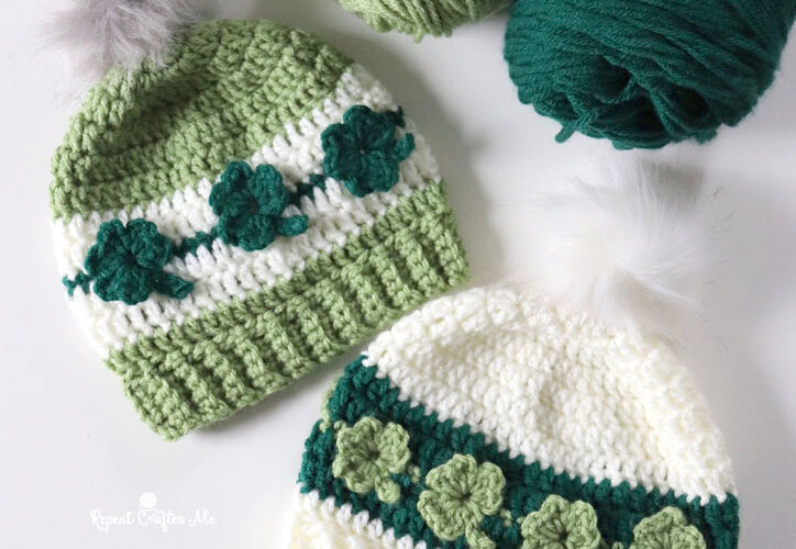 Shamrocks in a Row Crochet Hat