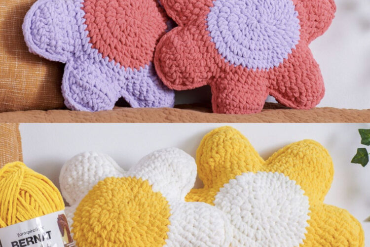 Crochet Bernat Flower Pillow Pattern