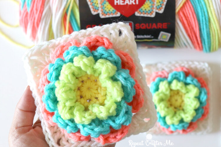 Granny Square Yarn 3D Crochet Flower