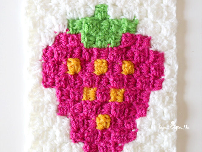 Strawberry C2C Crochet Square