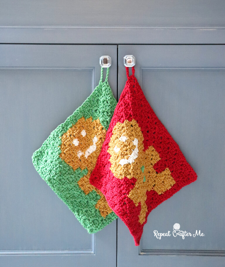 Crochet C2C Gingerbread Dishcloth - Repeat Crafter Me