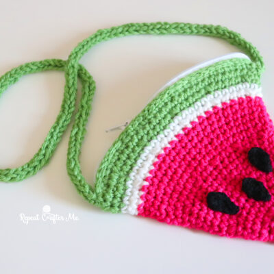 Crochet Watermelon Coin or Crossbody Purse with a Yarn Zip