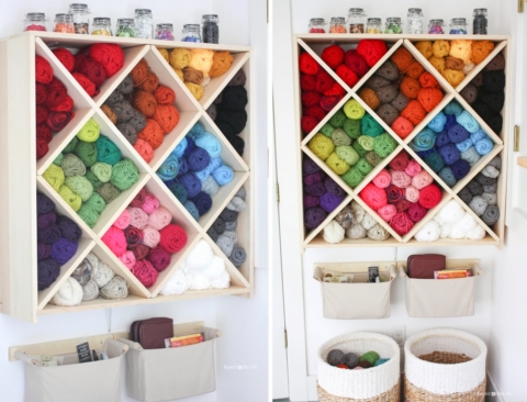 Knitting basket, knitting caddy, knitting bucket, knitting storage, crochet  storage, craft basket, project basket, wool storage basket