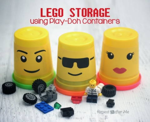 Lego Storage using Play Doh Containers - Repeat Crafter Me