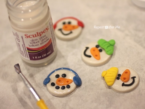 Polymer Clay Snowman Buttons - Repeat Crafter Me