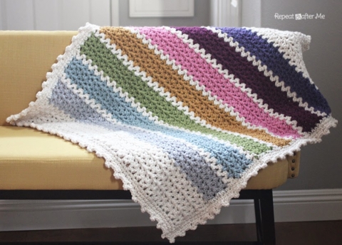Quick and Easy Chunky Crochet V-Stitch Afghan (Leslie's Lapghan) - Repeat  Crafter Me