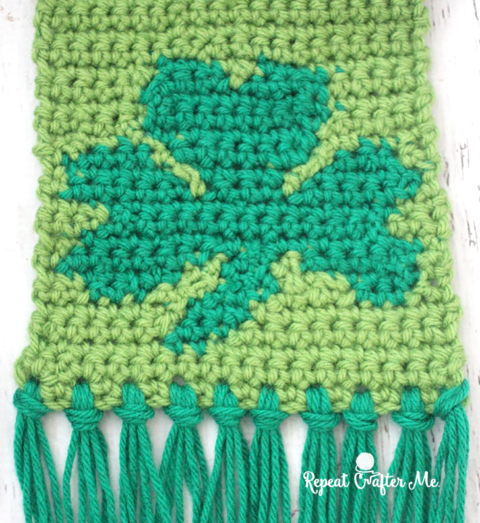 Crochet Shamrock Scarf - Repeat Crafter Me