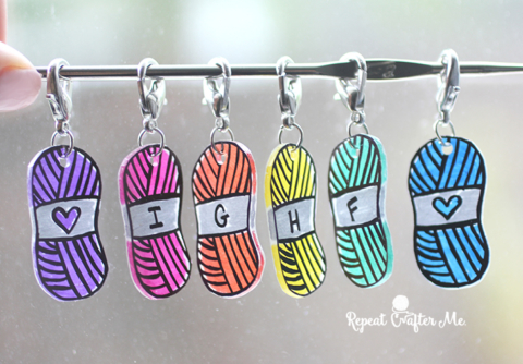 Shrinky Dink Skein Stitch Markers - Repeat Crafter Me