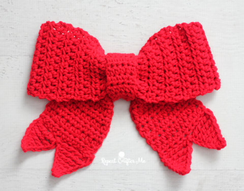 Crochet Big Red Bow - Repeat Crafter Me