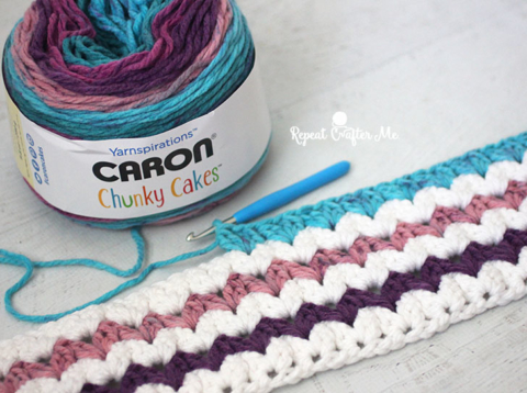 Caron Chunky Cakes Crochet Cluster V-Stitch Blanket - Repeat
