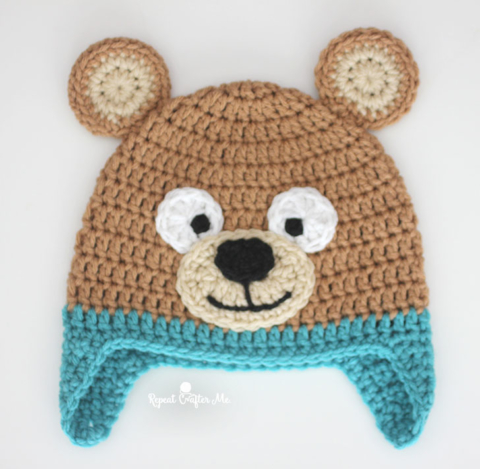Crochet Bernat Bear Hat - Repeat Crafter Me